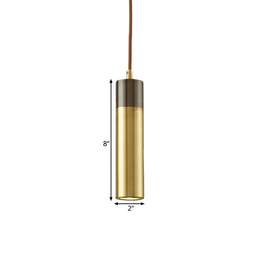 Modern Brass-Black 1-Light Metal Hanging Light Kit for Beer Bar Column Pendant