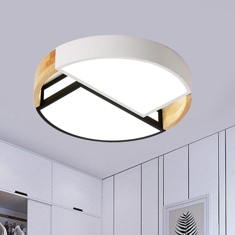 Modern Nordic Acrylic Flushmount Led Ceiling Light In White-Black For Bedroom 16/19.5 Wide