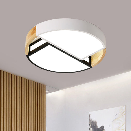 Modern Nordic Acrylic Flushmount LED Ceiling Light in White-Black for Bedroom, 16"/19.5" Wide