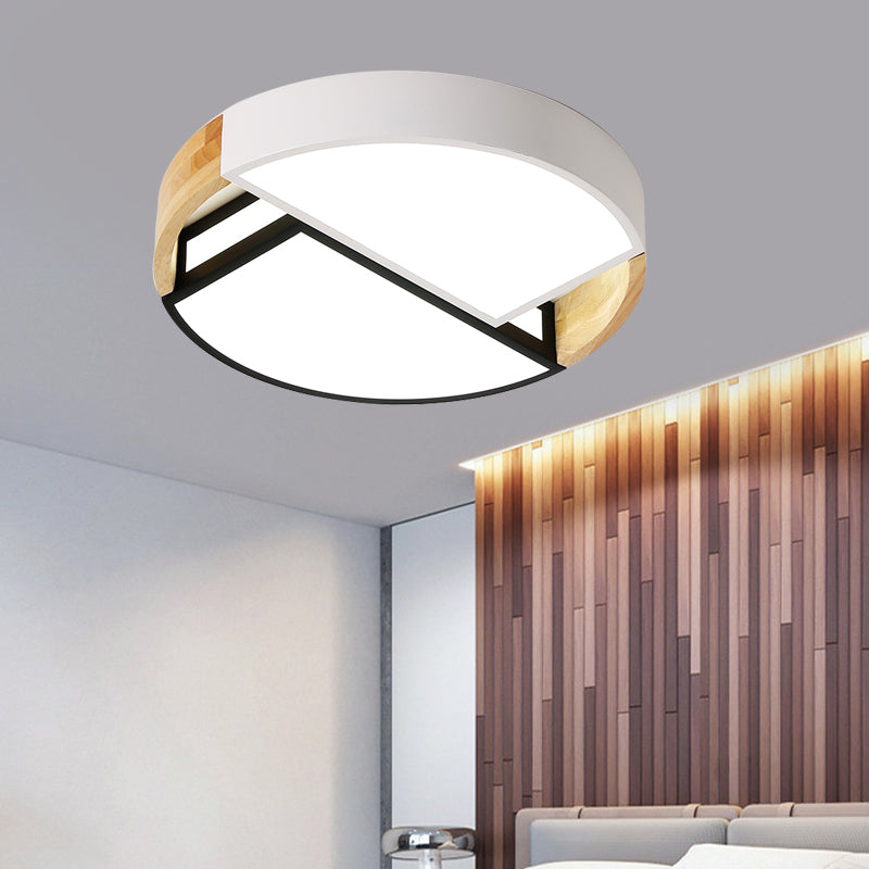 Modern Nordic Acrylic Flushmount LED Ceiling Light in White-Black for Bedroom, 16"/19.5" Wide