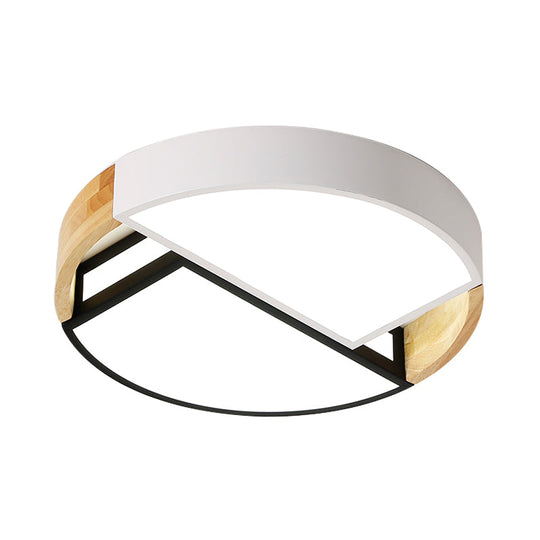 Modern Nordic Acrylic Flushmount LED Ceiling Light in White-Black for Bedroom, 16"/19.5" Wide