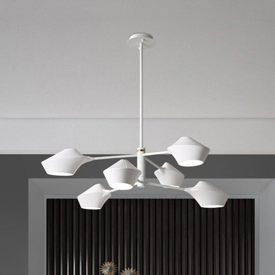 Modern Metal 2-Tier Chandelier with Swivel Shades in Black-Gold/White - 6 Bulb Ceiling Pendant for Living Room