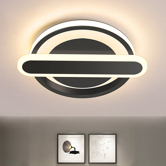 Modern Metal Black/White/Gold LED Ceiling Flushmount for Corridor - Small Circle & Oval Design