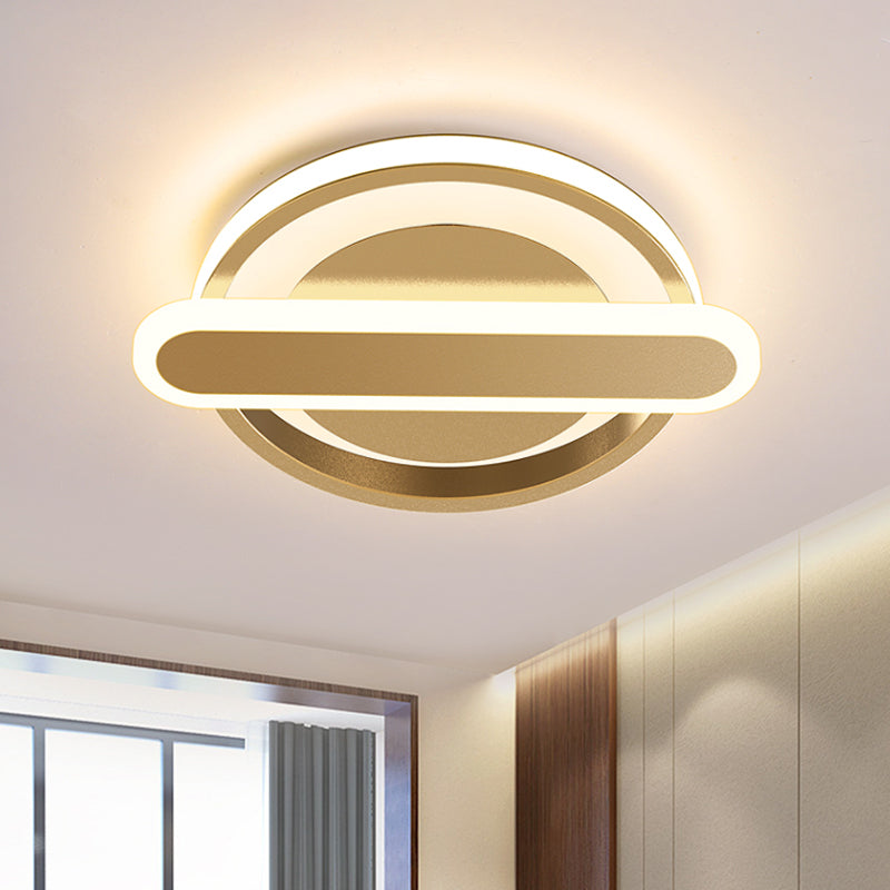 Modern Metal Black/White/Gold Led Ceiling Flushmount For Corridor - Small Circle & Oval Design Gold