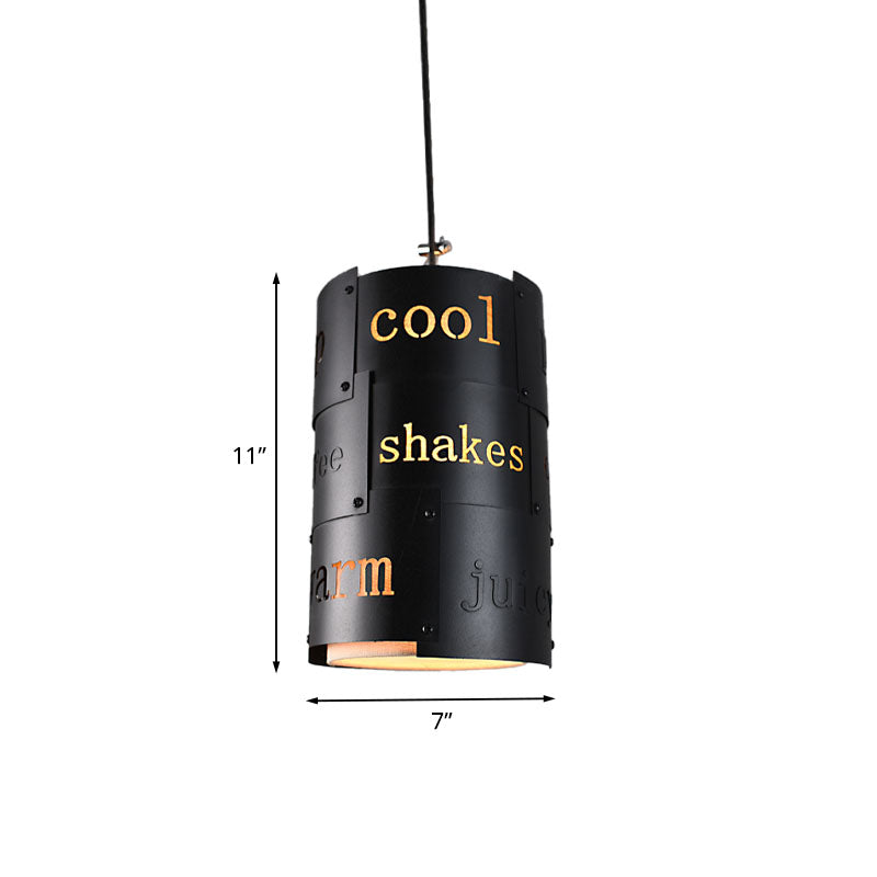 Mini Spliced Column Beer Bar Hanging Lamp - Artistic Metallic Single Black Ceiling Pendant With
