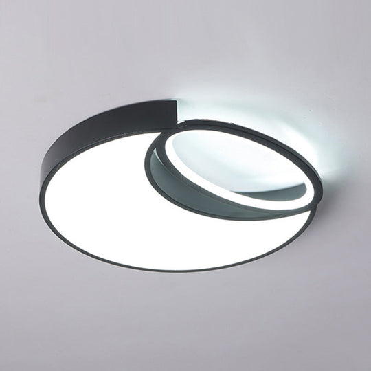 Waxing Moon & Oval Minimalist LED Flush Light - 18"/22" Wide Acrylic Black Ceiling Flushmount Lamp in Warm/White Light