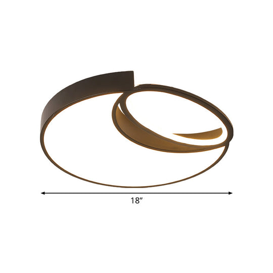 Waxing Moon & Oval Minimalist Led Flush Light - 18/22 Wide Acrylic Black Ceiling Flushmount Lamp In