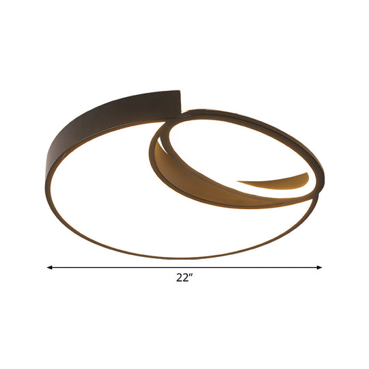 Waxing Moon & Oval Minimalist LED Flush Light - 18"/22" Wide Acrylic Black Ceiling Flushmount Lamp in Warm/White Light