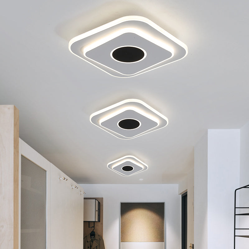 Nordic Mini Thin Flushmount Acrylic LED Ceiling Light - Warm/White, Black-White