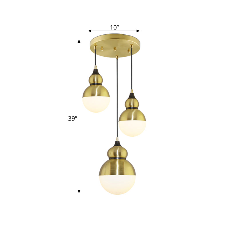 Gourd Dinette Pendant Cream Matte Glass Hanging Light In Brass - Modernism Design