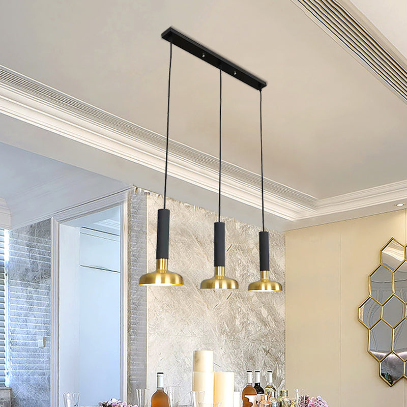 Mid Century 3-Light Torch Multi-Pendant Metal Kitchen Bar Suspension Light - White/Black-Gold