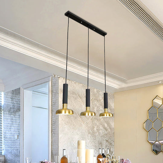 Mid Century 3-Light Torch Multi-Pendant Metal Kitchen Bar Suspension Light - White/Black-Gold