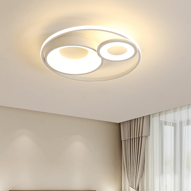 Metallic Nordic LED Flush Mount Ceiling Light - 3 Circles, 16"/19.5" Wide, Warm/White Light (Black/White)