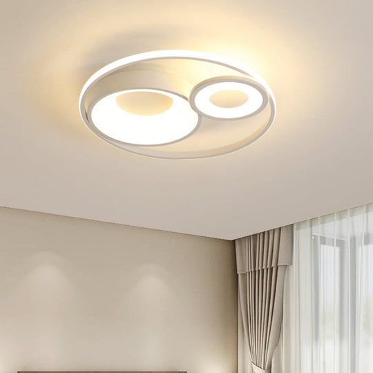 Metallic Nordic LED Flush Mount Ceiling Light - 3 Circles, 16"/19.5" Wide, Warm/White Light (Black/White)