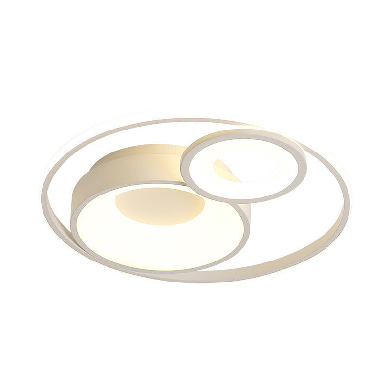 Metallic Nordic LED Flush Mount Ceiling Light - 3 Circles, 16"/19.5" Wide, Warm/White Light (Black/White)