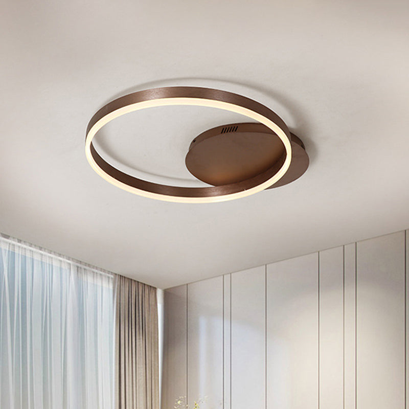 Modern Led Circle Flushmount Ceiling Light - Minimalist Aluminum Coffee Warm/White 12/16/8+16 Width