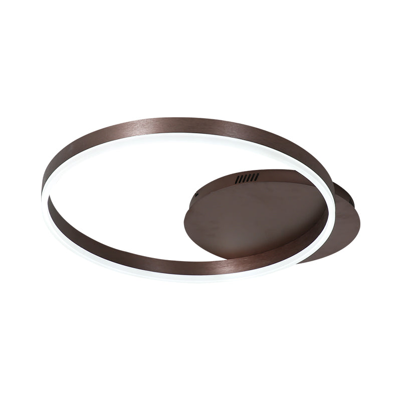 Modern LED Circle Flushmount Ceiling Light - Minimalist Aluminum Coffee, Warm/White, 12"/16"/8"+16" Width