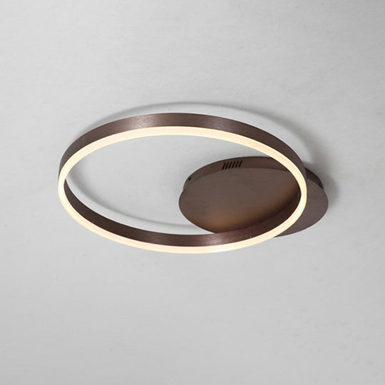 Modern LED Circle Flushmount Ceiling Light - Minimalist Aluminum Coffee, Warm/White, 12"/16"/8"+16" Width