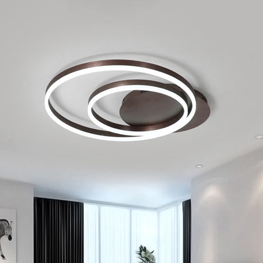 Modern Led Circle Flushmount Ceiling Light - Minimalist Aluminum Coffee Warm/White 12/16/8+16 Width
