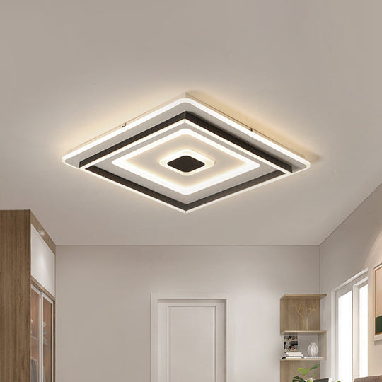 Modern Acrylic Square Flushmount Led Ceiling Light In Black - 18/21.5 Wide Warm/White / 18 Warm