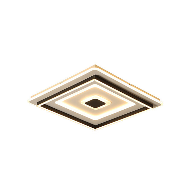 Modern Acrylic Square Flushmount LED Ceiling Light in Black - 18/21.5 Wide - Warm/White
