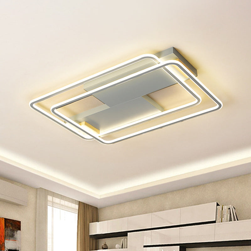 Contemporary Grey LED Flush Mount Aluminum Ceiling Lamp - Warm/White Light