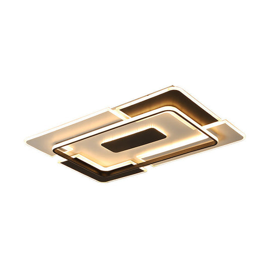 Modern LED Ceiling Light, Black & White Patchwork Aluminum Flush Mount Fixture for Lounge