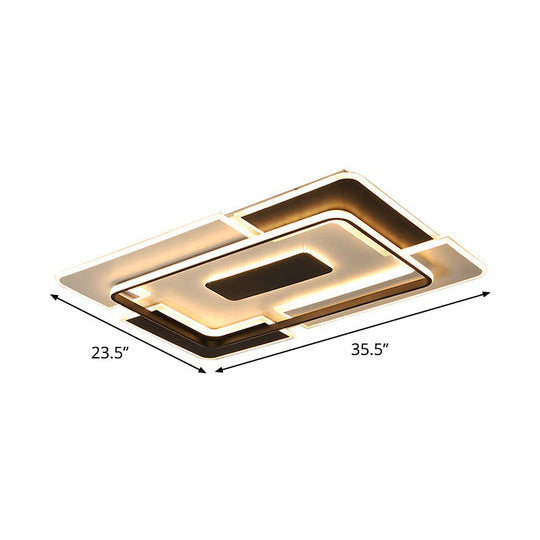 Modern LED Ceiling Light, Black & White Patchwork Aluminum Flush Mount Fixture for Lounge