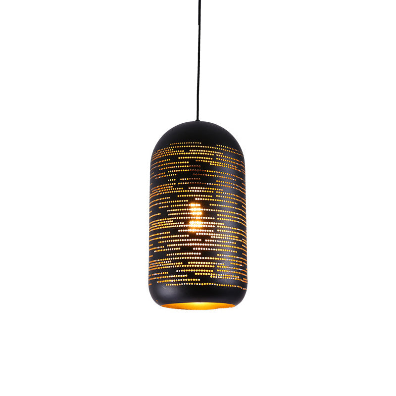 Laser-Cut Black Wintermelon Pendant Light - Loft Style Metal 1-Light 4/8 Wide Bistro Suspension Lamp