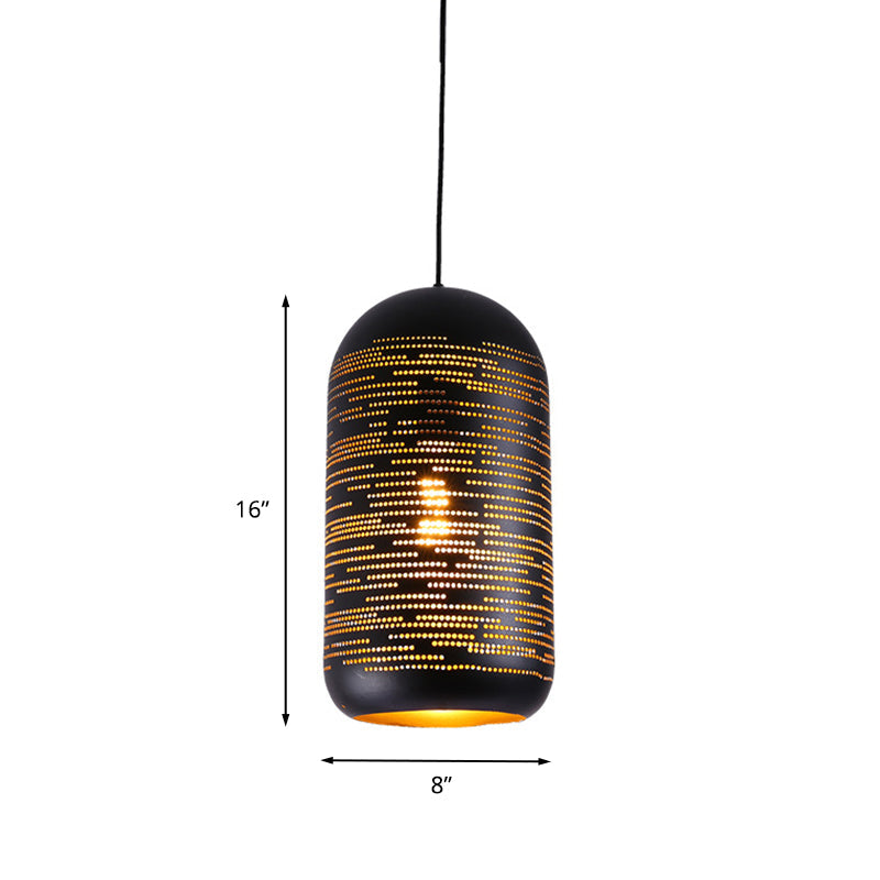 Laser-Cut Black Wintermelon Pendant Light - Loft Style Metal 1-Light 4/8 Wide Bistro Suspension Lamp