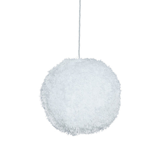 Lampe suspendue moderne en forme de globe en peluche blanche - 1 tête d'éclairage de suspension en tissu pour chambre à coucher"
 (8"/12" de diamètre)
