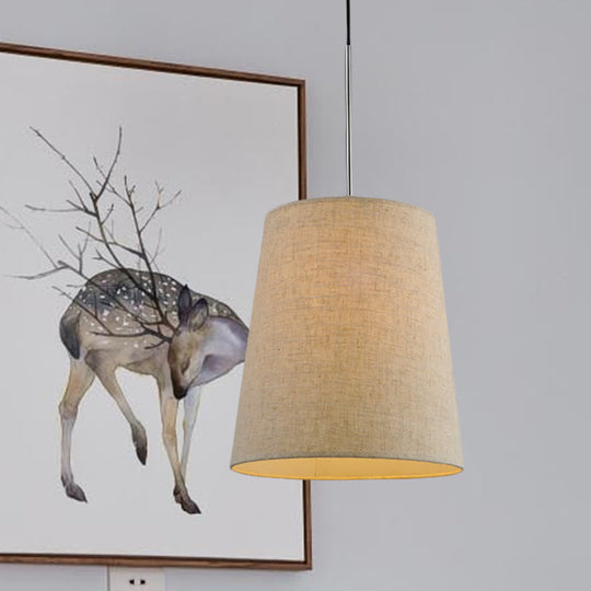 Flaxen Fabric Drop Pendant Light: Minimalist Tapered Design With 1-Light And Shade