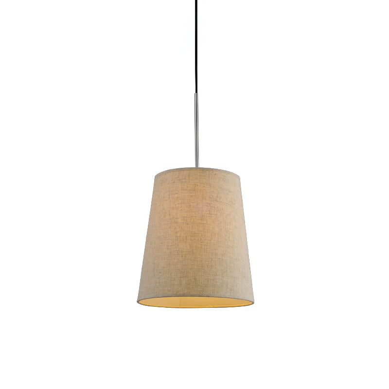 Modern 1-Light Flaxen Drop Pendant with Fabric Lamp Shade - Minimalist Design