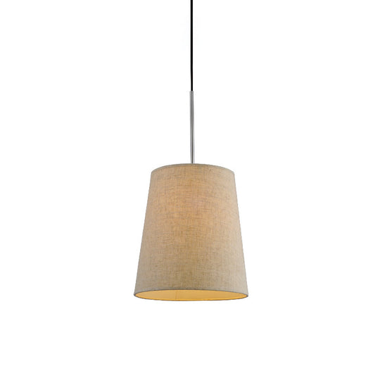 Modern 1-Light Flaxen Drop Pendant with Fabric Lamp Shade - Minimalist Design