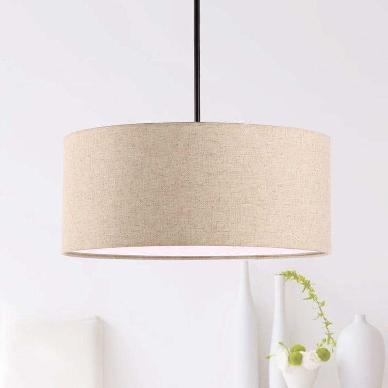 Stylish Rounded Hanging Lamp - Apricot/Flaxen Fabric 1 Light Pendant Fixture For Restaurants