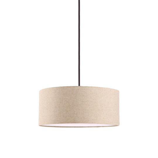 Stylish Rounded Hanging Lamp - Apricot/Flaxen Fabric 1 Light Pendant Fixture For Restaurants