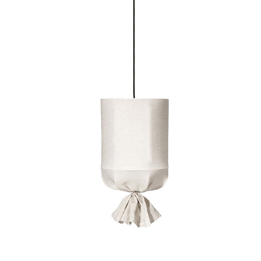 Minimalist Fabric Cylindrical Pendant Light - 1-Light White/Flaxen Ceiling Lamp
