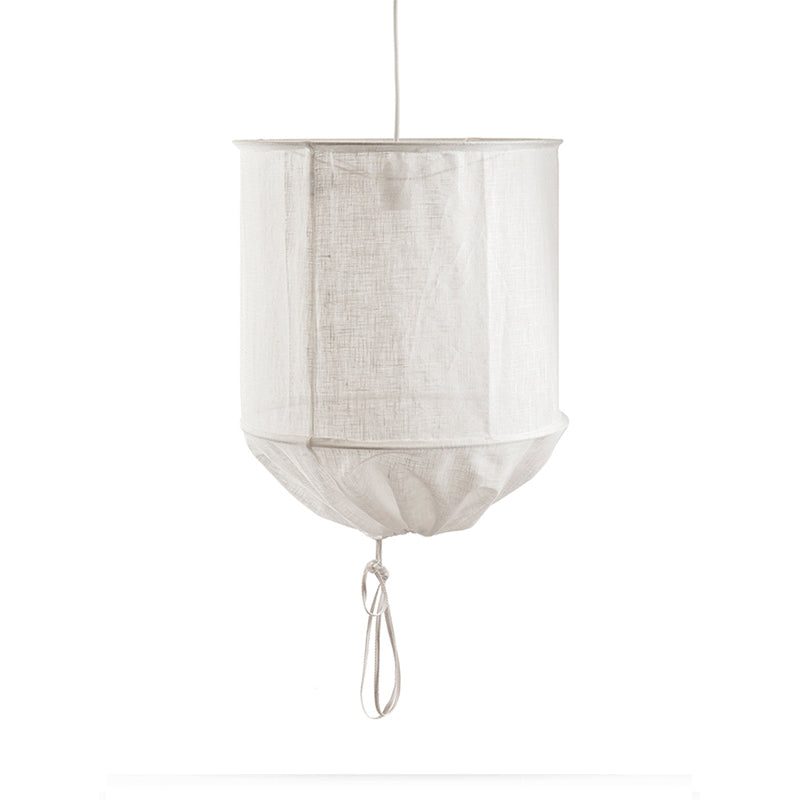 Minimalist Fabric Cylindrical Pendant Light - 1-Light White/Flaxen Ceiling Lamp