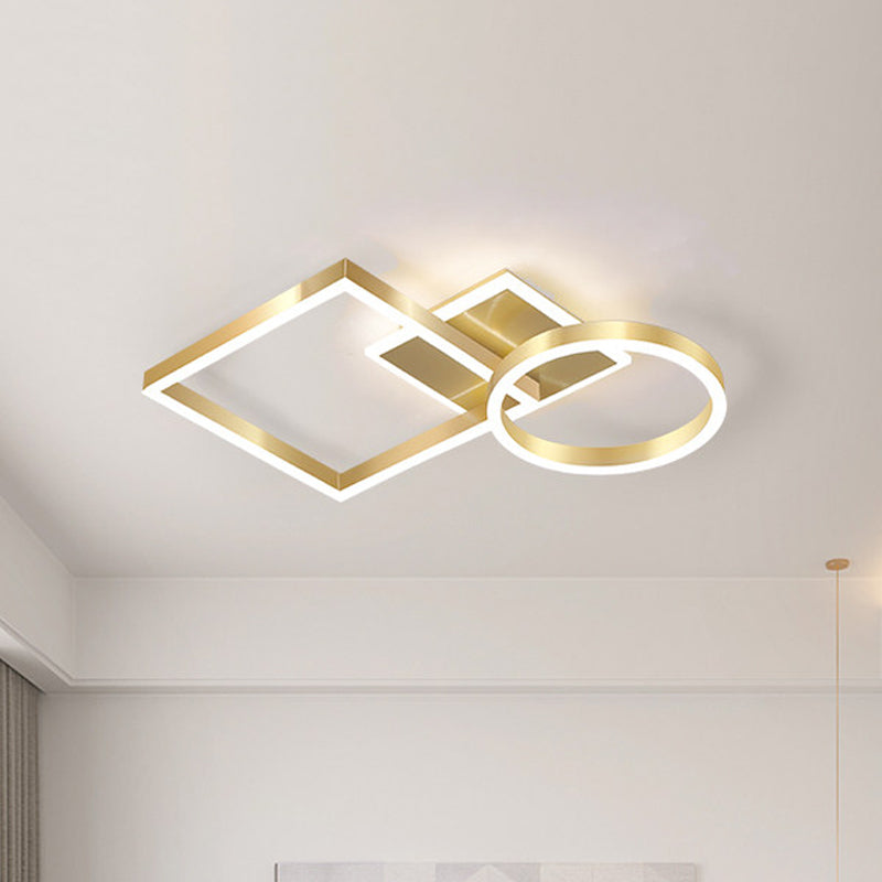 Geometric LED Ceiling Lamp in Golden/Coffee - Warm/White Light, 20.5"/34" L