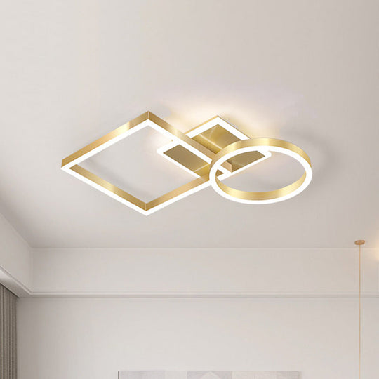 Geometric Led Ceiling Lamp In Golden/Coffee - Warm/White Light 20.5/34 L Gold / 20.5 Warm