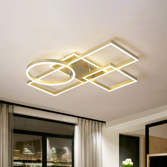 Geometric LED Ceiling Lamp in Golden/Coffee - Warm/White Light, 20.5"/34" L