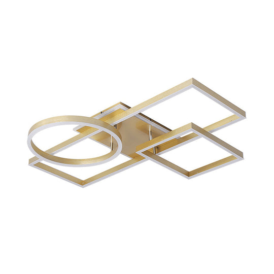 Geometric LED Ceiling Lamp in Golden/Coffee - Warm/White Light, 20.5"/34" L