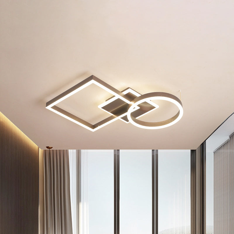 Geometric Led Ceiling Lamp In Golden/Coffee - Warm/White Light 20.5/34 L Coffee / 20.5 White