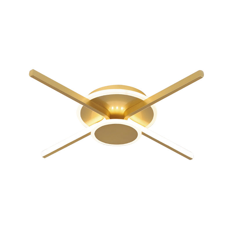 Minimalist Ray Flushmount Metallic Led Ceiling Lamp For Hotels - Warm/White Light 19.5/24.5 Wide