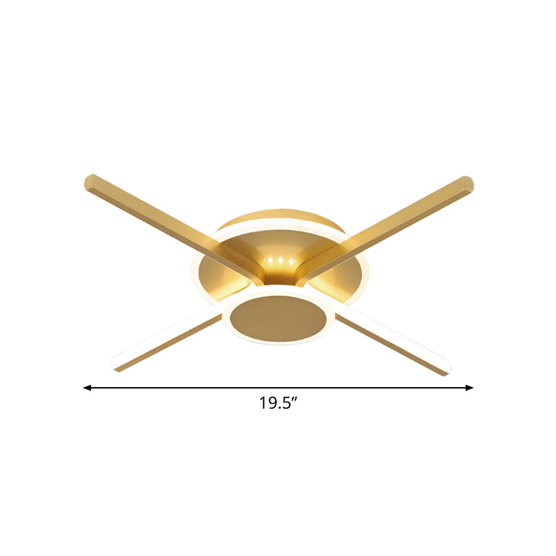 Minimalist Ray Flushmount Metallic LED Ceiling Lamp for Hotels - Warm/White Light, 19.5"/24.5" Wide