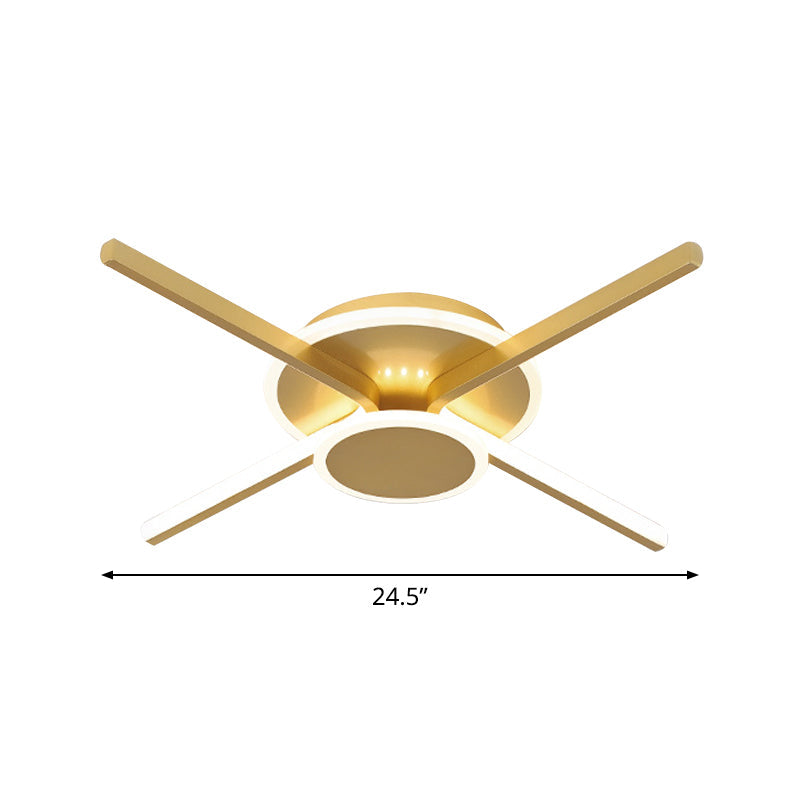 Minimalist Ray Flushmount Metallic LED Ceiling Lamp for Hotels - Warm/White Light, 19.5"/24.5" Wide