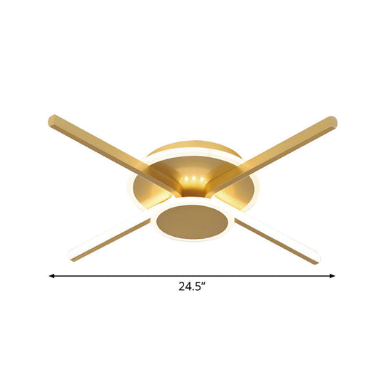 Minimalist Ray Flushmount Metallic LED Ceiling Lamp for Hotels - Warm/White Light, 19.5"/24.5" Wide