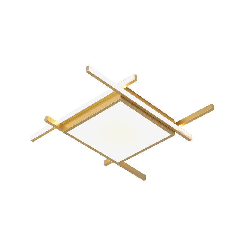 Modern Gold Finish LED Aluminum Square Flush-Mount Light Fixture - 18"/23" Wide - Warm/White Light