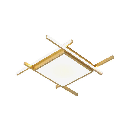 Modern Gold Finish LED Aluminum Square Flush-Mount Light Fixture - 18"/23" Wide - Warm/White Light