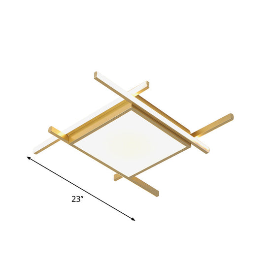 Modern Gold Finish LED Aluminum Square Flush-Mount Light Fixture - 18"/23" Wide - Warm/White Light